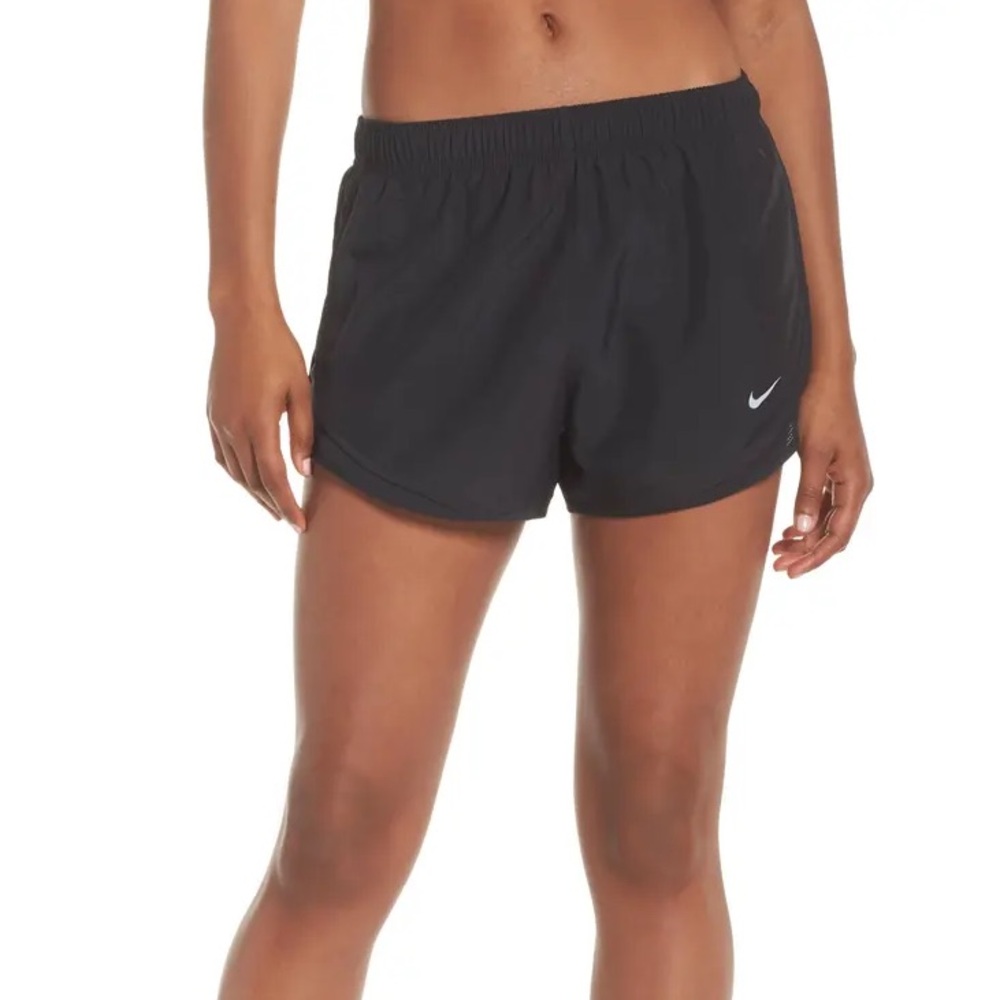Nike Black Women's Athletic Shorts with Silver Swoosh - Picture 6 of 6